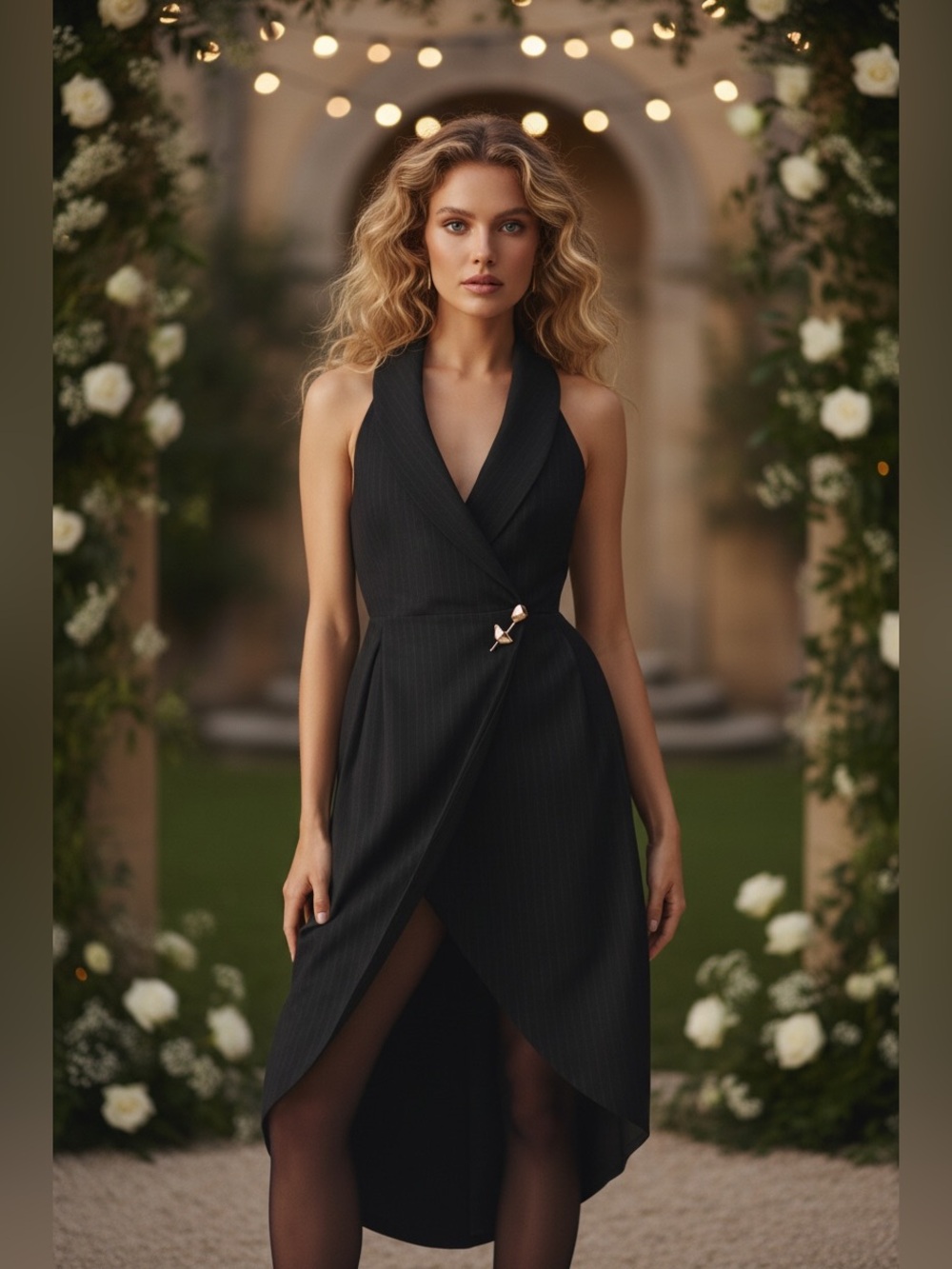 By Anthropologie | Halter Tuxedo Stripe Midi Dress| NWT |$198 Retail| Med